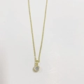 Minimalistische 14K vergoldete Halskette mit klarem rundem Zirkonia Geburtsstein Anhänger - Weiß (April)