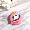 Portable pink folding hairbrush with mirror and cute 3D rainbow unicorn design - M5P Pony E