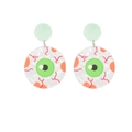Quirky green eyeball acrylic drop earrings with mint green studs and lace textures - Halloween Green Eye