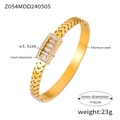 Bracciale a catena in acciaio al titanio dorato con diamanti cechi e design geometrico - Design Rettangolare con Pietre (Z054-Oro)
