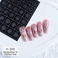 Dettaglio dello stencil per nail art H-349 con motivi di farfalle e rose eleganti - H349 Fiore Cavo