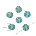 Baroque style turquoise 13mm pumpkin glass beads with gold painted lines for DIY jewelry - #14 Eight-Petal Flower 30pcs/pack