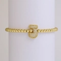 18K gold plated beaded stretch bracelet with a sparkling zircon number 3 pendant - Letter J