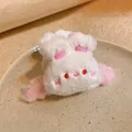 Cute white plush bunny hair claw clip with pink ears and soft winter faux fur material - 5# Rabbit