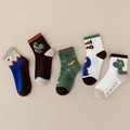 Five pack of colorful cotton dinosaur mid-calf socks for toddlers and children - 3-5 Years (Foot 13-15cm) / 5 Pairs / Dinosaur Pattern (Cool Dino)