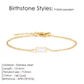 14K gold plated stainless steel bracelet with a rectangular clear crystal centerpiece - April White (Diamond/Crystal Color)