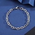 Classic silver Cuban link chain bracelet in durable stainless steel with lobster clasp - Beveled Square Line [Width 7mm] / Length 21cm