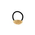 Minimalist gold hammered metal hair tie with high-elastic black rubber band for women - Oval 3.5cm / Gold