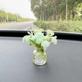 Mini car interior simulation flower vase with yellow fluid on dashboard for decor - Light Green Baby's Breath