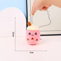 Pink milk tea plush keychain with cute emoji and watermelon embroidery, 12cm height - Round Buckle / 12cm / Rose Red