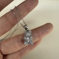 Silver bear pendant necklace with micro-pave crystals on a titanium steel chain - Full Zircon Bear with Thin Steel Chain