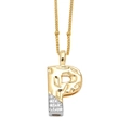 Collier avec pendentif lettre P bicolore or et argent orné de cristaux brillants - Lettre P