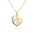 18K vergoldete Mom-Herz-Halskette mit bunten Mikro-Zirkonia Steinen für Muttertag - Herzform / Seitliche Farbsteine / Mom-Buchstabe