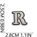 Detailed size measurement of letter R embroidery patch in navy and cream 2.5cm height - R (Beige)