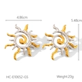 Detail view of 18K gold and silver two-tone sun earrings with spiral design dimensions - Sun Spiral Two Tone (HC-E10652-GS)