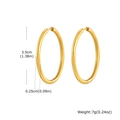Polished 18k gold plated stainless steel hoop earrings 3.5cm diameter 2.5mm thick - 2.5*35mm / Gold