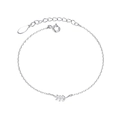 Minimalistisches 925 Sterling Silber Blatt Armband mit verstellbarer Kette für Damen - Blatt / Silber