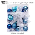 30pcs blue and silver Christmas ball ornaments set with glitter star in clear box - 3CM (30 Pieces Set) / Blue
