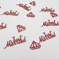 Sparkly red glitter 'Just Married' and diamond confetti for wedding party table decoration - Rose Gold Just Married+Diamond