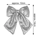 Silver glitter bow Christmas ornament 12x14cm with shimmering sequins finish - 12*14cm (No Filling) / Silver