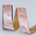 Pink velvet ribbon with gold edges and satin back for Christmas gift wrapping - 4cm*10 Yards / Soft Pink with Gold Back