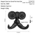 Vintage black cast iron wall hook with creative mustache shape and mounting screws - Black-Big Nose Style