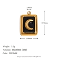 Pendentif rectangle en acier inoxydable plaqué or 18K avec relief lune et émail - Pendentif Plaque Carrée Lune Émaillée - Or