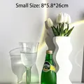 Small wave-shaped white ceramic vase with matte finish and elegant modern Nordic design - Small Wave White 5.8*8*26CM