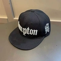 Black Compton hip hop flat brim baseball cap with 3D embroidery and side crown logo - Adjustable / Black