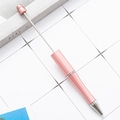 Creative DIY plastic beadable ballpoint pen in a stylish pink finish for customization - Pink