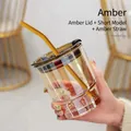 Short Style-Amber-Set (Lid+Straw)