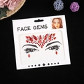 Bijoux de visage rouges et argentés avec strass pour maquillage des yeux et du front - 165*155mm / Rouge
