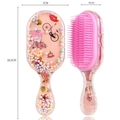 Cartoon transparent hair brush with pink bristles and colorful beads pattern - 04-Bicycle Perfume Pink