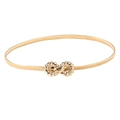 Elegant gold elastic metal belt for women featuring twisted interlocking ring buckle - No.30 Gold