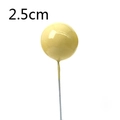 Décoration de gâteau boule crème 2,5 cm avec tige métallique pour décoration de fête - Diamètre 2.5cm / Jaune