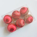 Red and gold silk-wrapped Christmas ball ornaments, set of 6 in transparent box - Red 6-Piece Set - 6cm