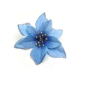 Macro shot of sky blue silk Christmas flower with silver glitter edges and floral stamen - Light Blue Zircon