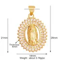 Gold-plated Virgin Mary oval pendant with white cubic zirconia and 18mm diameter - M291095-Gold Guadalupe White CZ