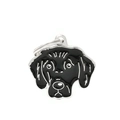 Creative black enamel dog head pendant with silver metal outline and ring attachment - 22 Retriever