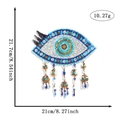 Large Evil Eye sequin heart patch with beaded tassels for DIY apparel decoration - Blue Gold Evil Eye Tassel (Large)