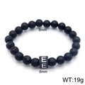 Lava stone bead bracelet with letter E charm and matte finish, 8mm diameter - Letter E Style (KB122527-Z) / 8mm