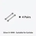 Set di quattro paia di orecchini a lobo in argento sterling 999, misura 8-9 mm per lobo - Argento / 8-9MM