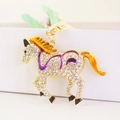 Portachiavi cavallo dorato con strass scintillanti e dettagli in smalto viola chic - Viola