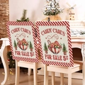 Set of two Christmas chair covers featuring red stripes and candy cane holiday designs - CANDY CANES For Sale (YTM2-16)