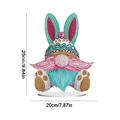 Gnomo decorativo de pintura de diamante de Pascua con pedrería rosa y azul sobre base - Gnomo con puntos rosas Adorno