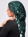 Women's silk satin turban headscarf featuring a stylish green and black leopard print - Green Leopard Print