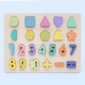 Colorful Montessori wooden number and shape puzzle board with pastel geometric blocks - Macaron 1-10 Numbers & Shapes Board