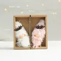 Set de poupées anges de Noël en feutre de laine rose et blanc avec bois marron - Style Petite Poupée