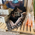 Bohemian geometric tassel camping blanket in black and red weave on wood pallet - XT2022-33 Black Geometric Totem Tassel