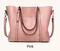 Pink faux leather bucket bag with large capacity and shoulder straps for women - Pink